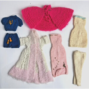 Vintage Barbie Clothes Lot Handmade kNIT‎ Crocheted 1960s Dress Top {pre-owned}